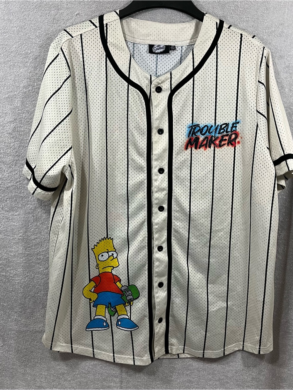 The Simpsons Jersey Mens 3x White Baseball Bart Big Logo Skater Street